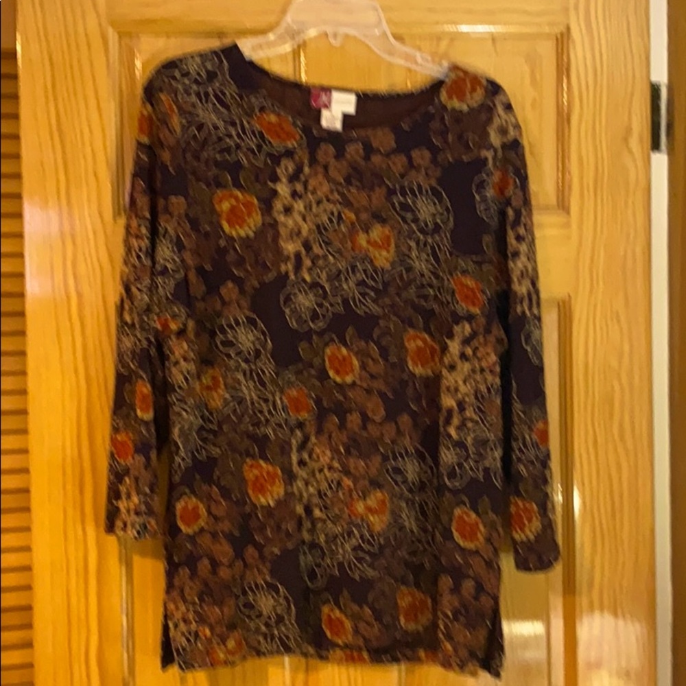 Brown floral blouse - XL